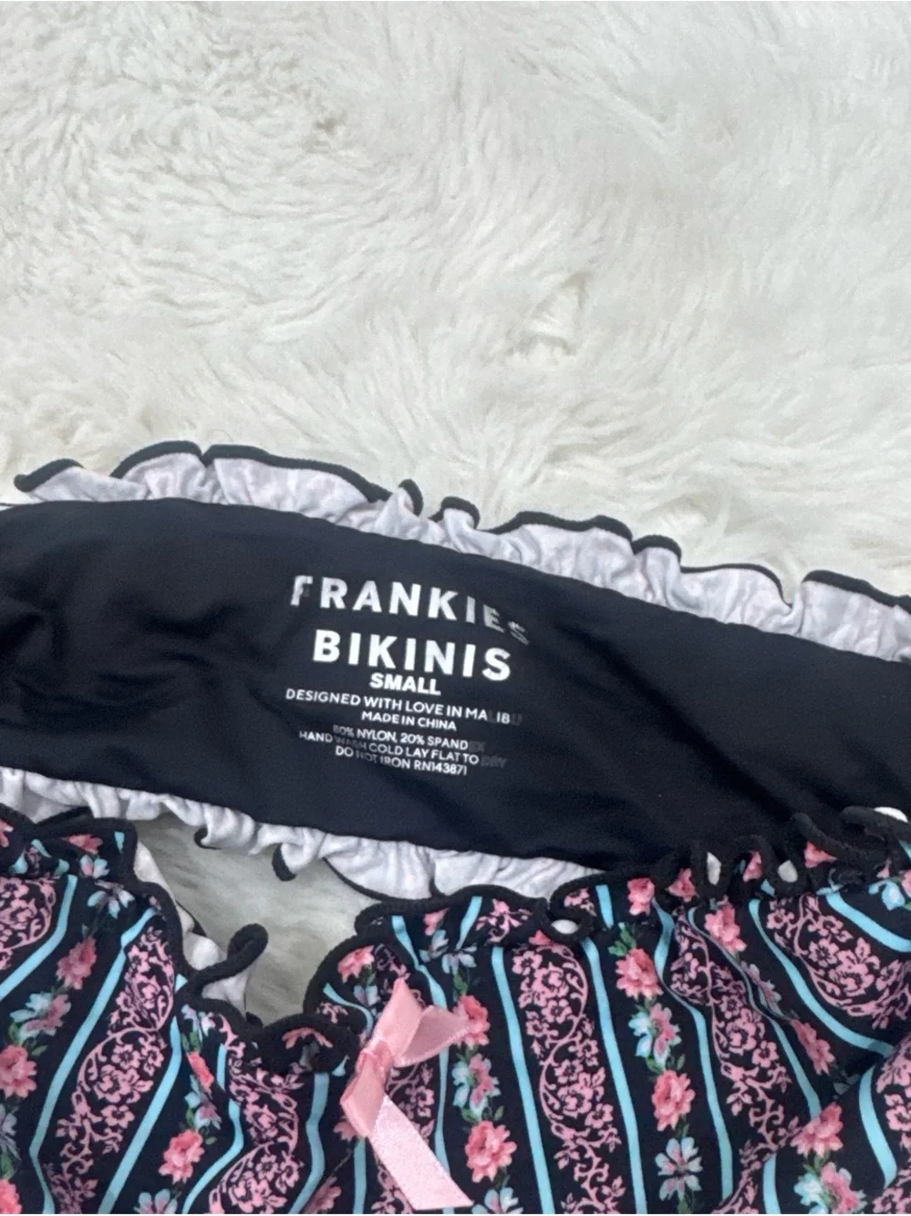 Frankie's Bikinis Pink & Navy Floral Stripe Girls' Swim Bottoms